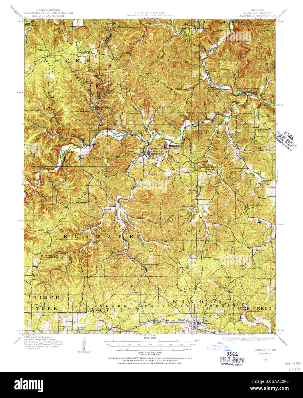 Usgs Topo Maps Missouri Usgs Topo Map Missouri Mo Eminence 324873 1915 62500 Restoration Stock  Photo - Alamy