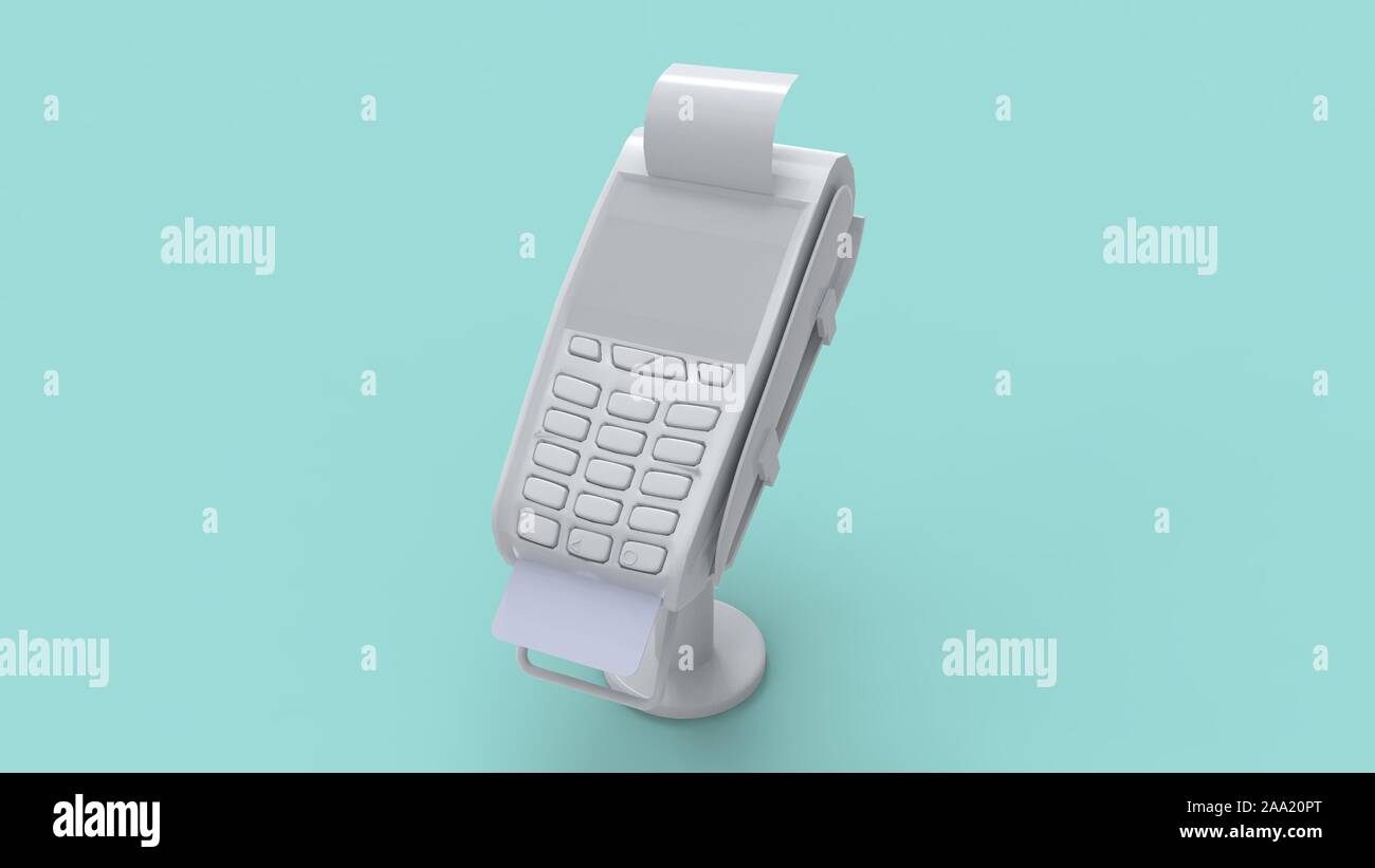 Pos Computer 3d Image 3d rendering of a pos device isolated in colored studio background ...