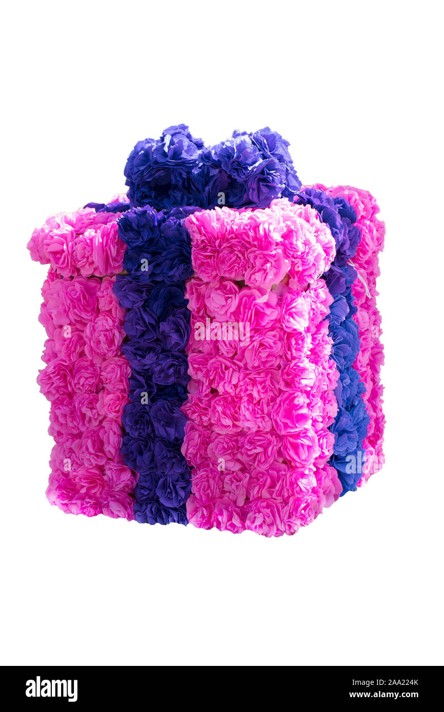 Gift bright pink box of corrugated paper on a white background ...