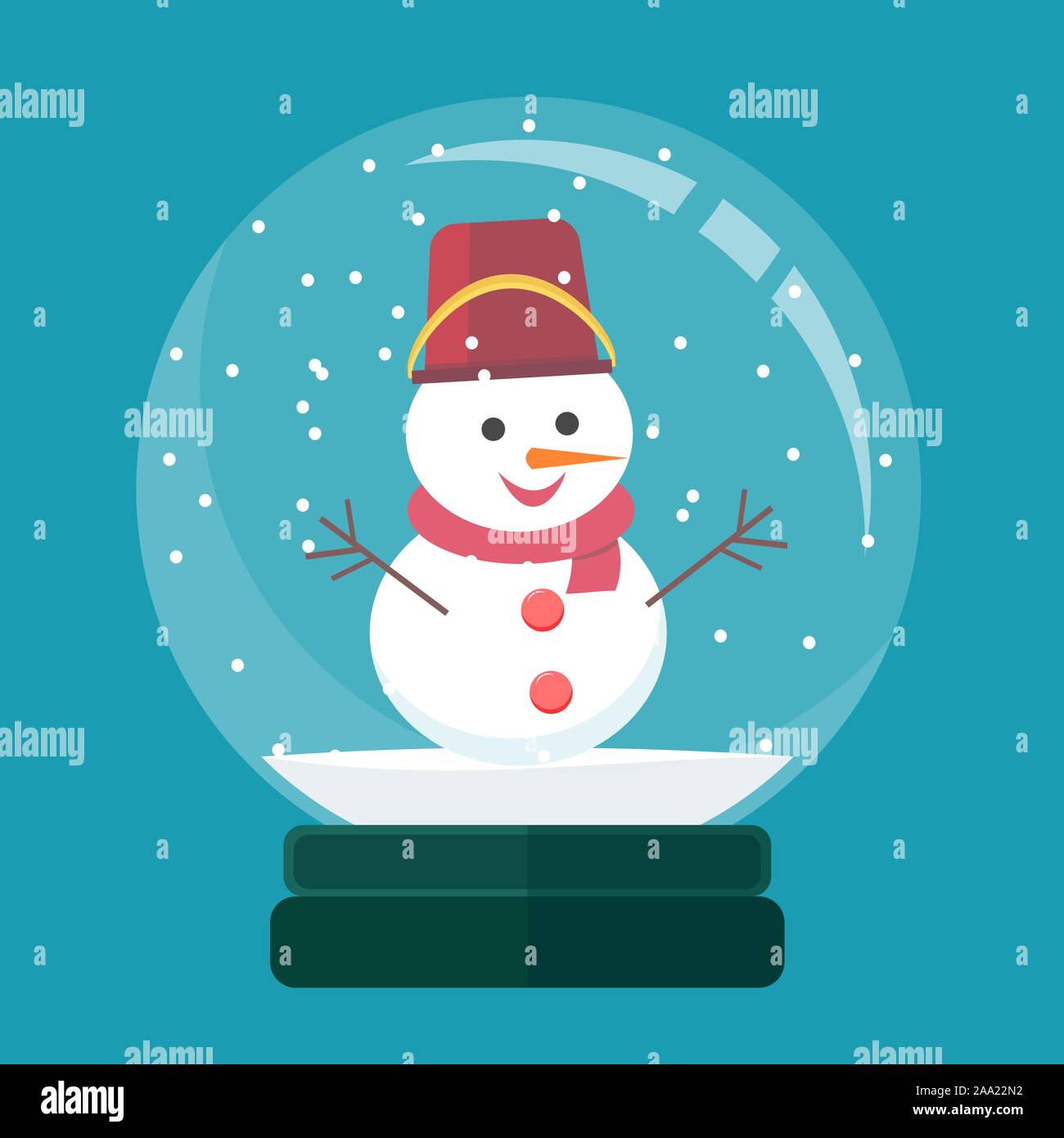 snow globe with christmas decoration inside. vector illustration. Stock Vector