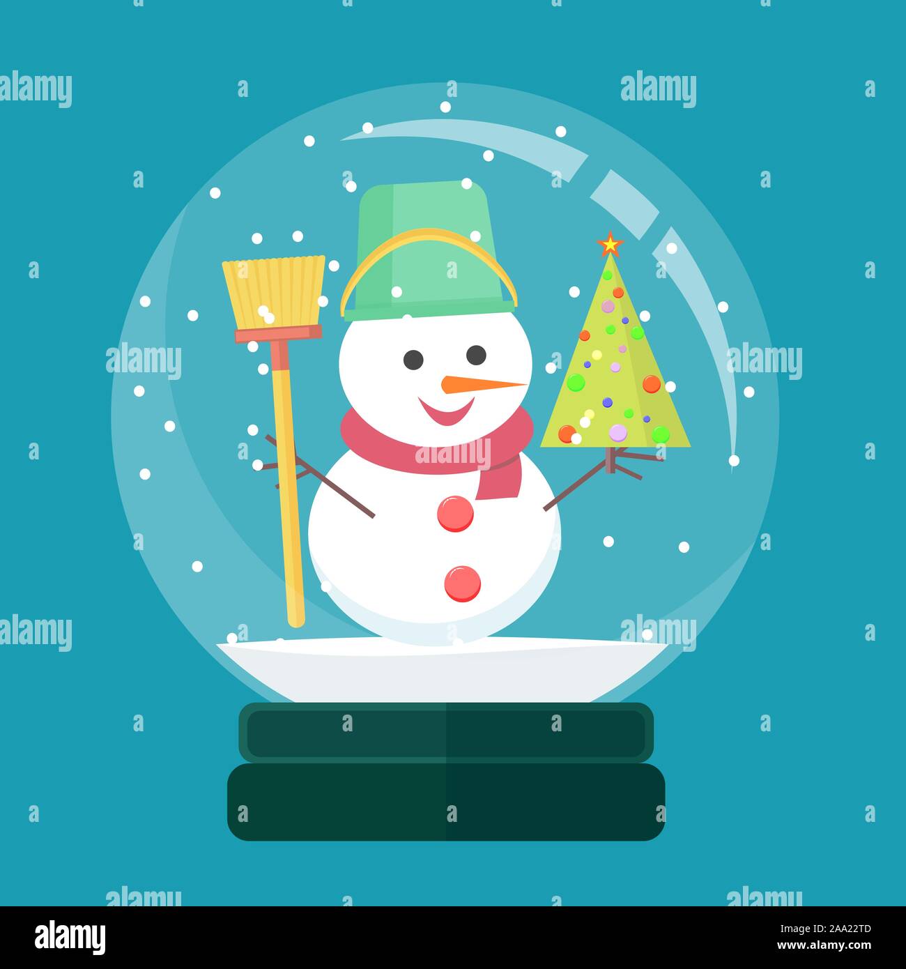 snow globe with christmas decoration inside. vector illustration. Stock Vector