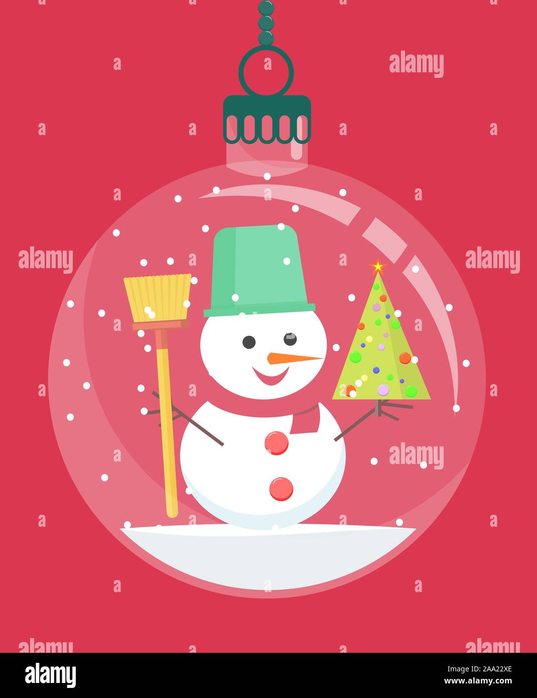 snow globe with christmas decoration inside. vector illustration Stock ...