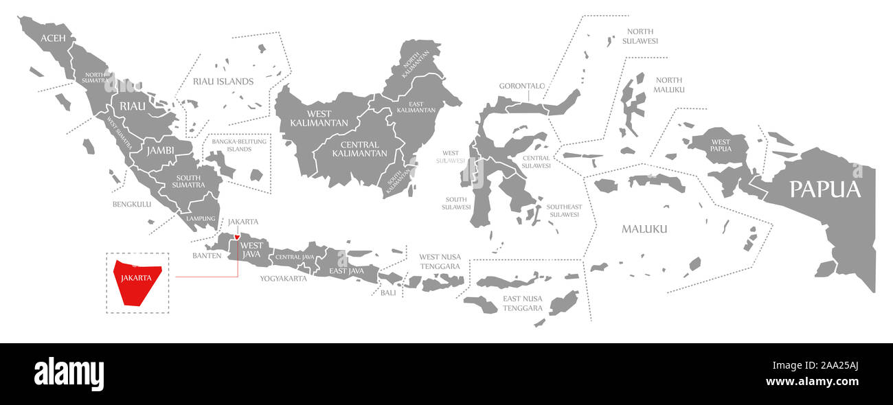 Jakarta In Indonesia Map Jakarta Red Highlighted In Map Of Indonesia Stock Photo - Alamy