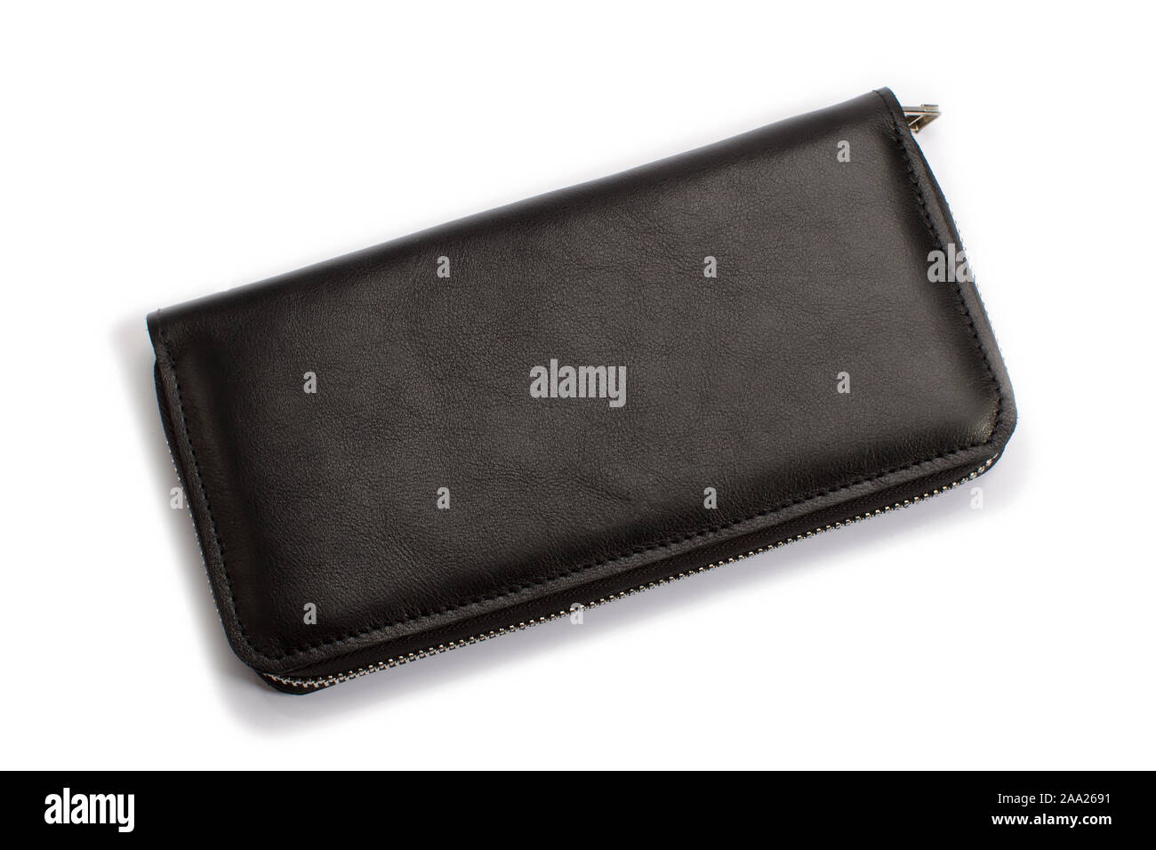 Black leather wallet on a white background Stock Photo