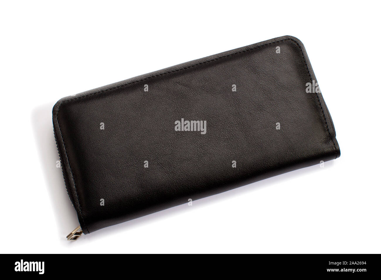 Black leather wallet on a white background Stock Photo