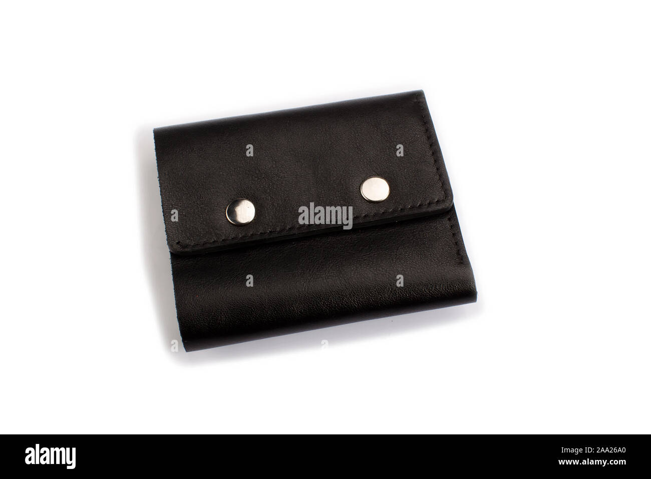 Black leather wallet on a white background Stock Photo