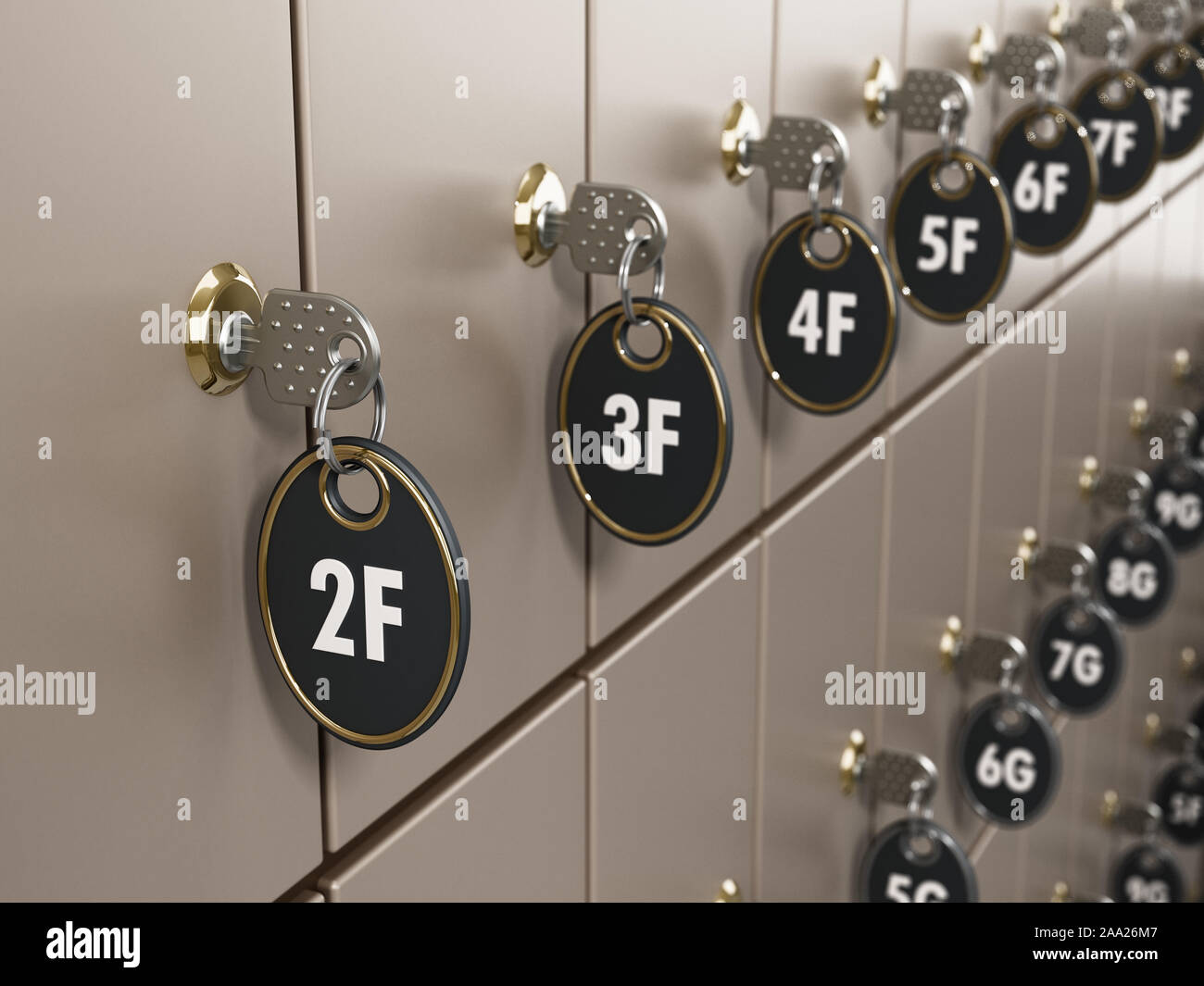 Safe deposit boxes with keys. 3D illustration Stock Photo Alamy