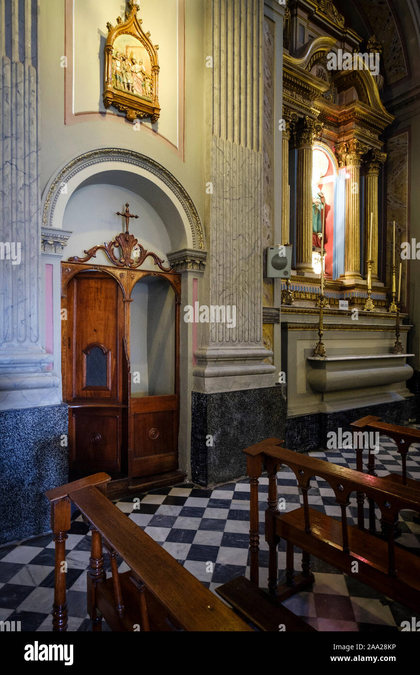 Classic wooden confessional in the Basilica of San Francisco in Salta, Argentina Stock Photo