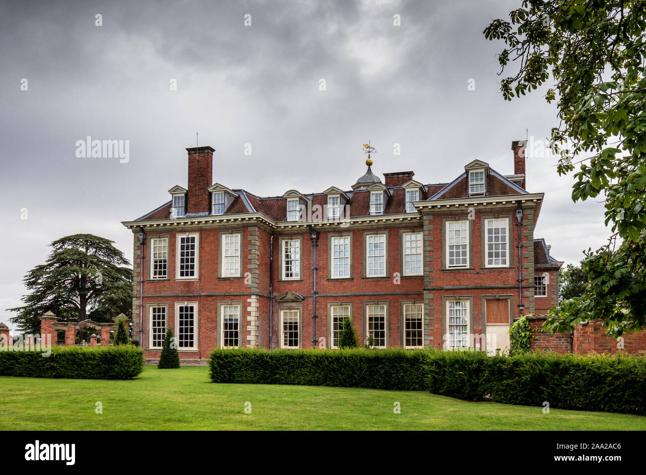 Hanbury Hall is a large stately home, built in the early 18th century, standing in parkland at Hanbury, Worcestershire, England, UK Stock Photo