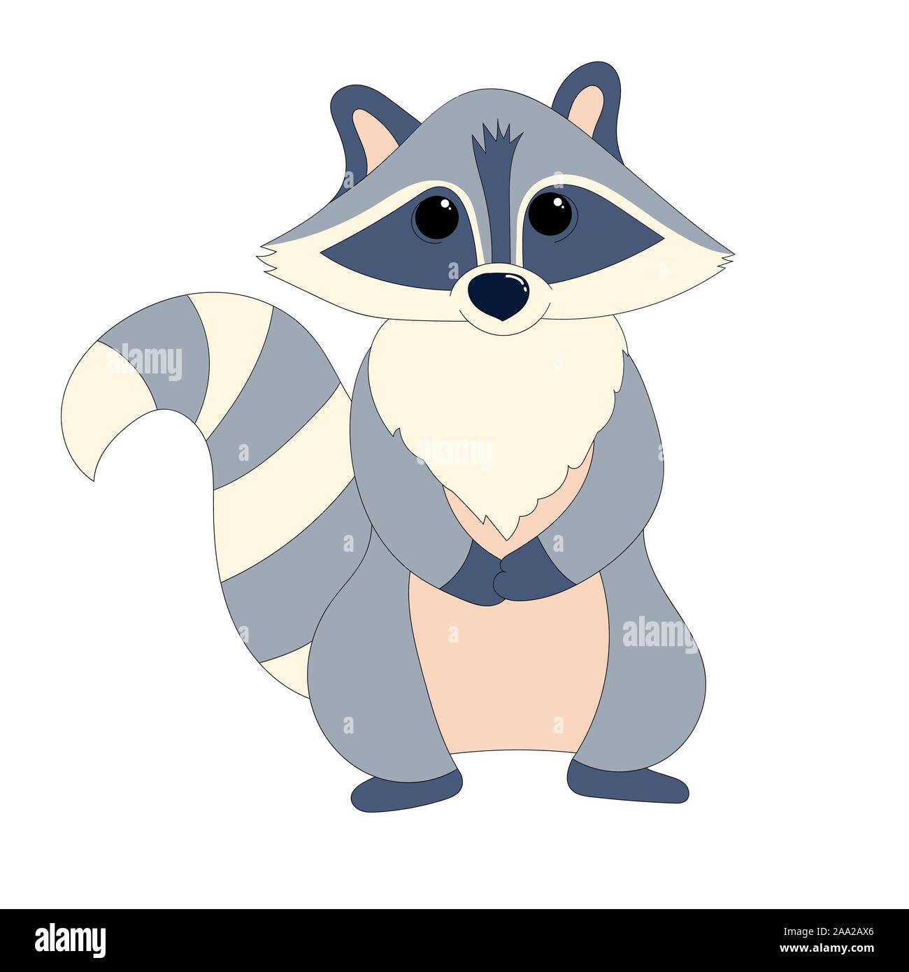 Cartoon funny cute raccoon is standing with his front paws folded Stock ...