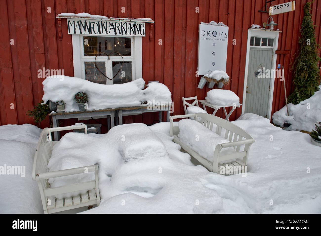Store at Henningsvaer, Lofoten, Norway. Stock Photo