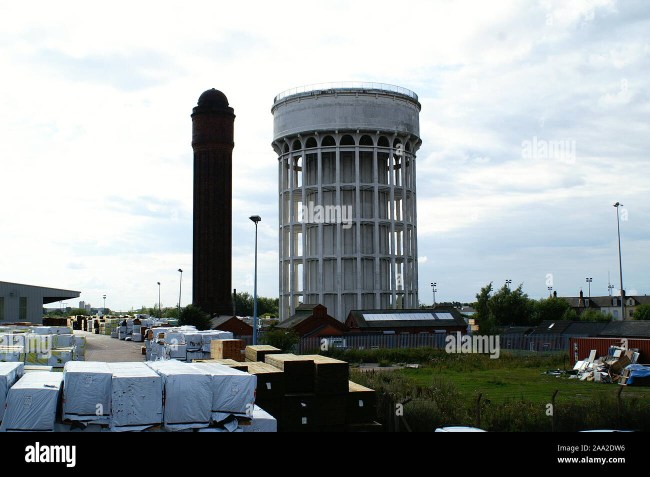Goole docks water tower, salt and pepper pot Stock Photo