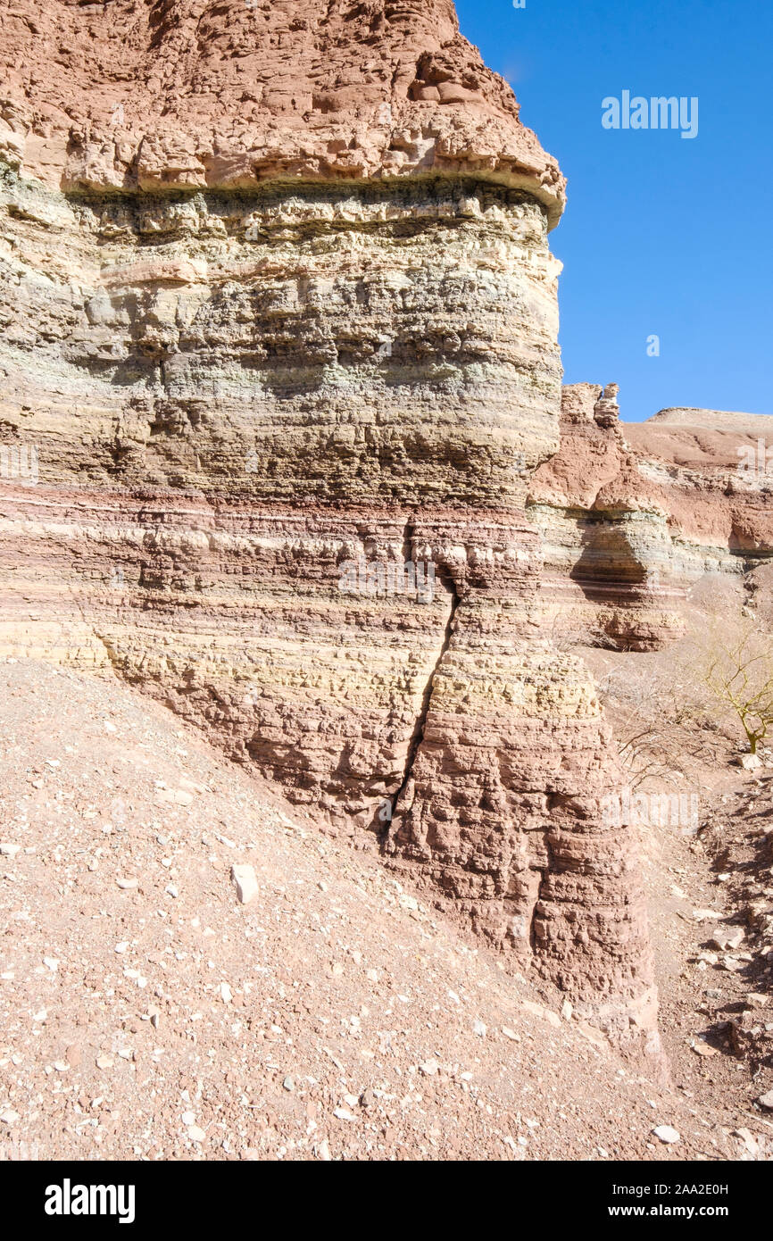 Colorful geological landscape of La Yesera at the Quebrada de las Conchas, Cafayate, Argentina Stock Photo