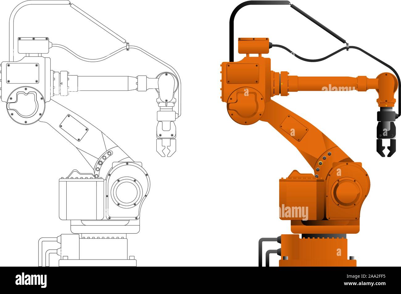 Set of assembly robots isolated on white background. Vector ...