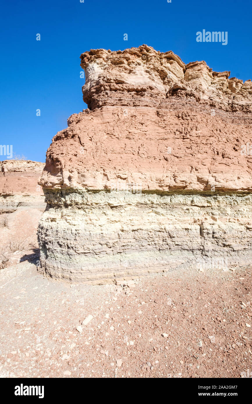 Colorful geological landscape of La Yesera at the Quebrada de las Conchas, Cafayate, Argentina Stock Photo