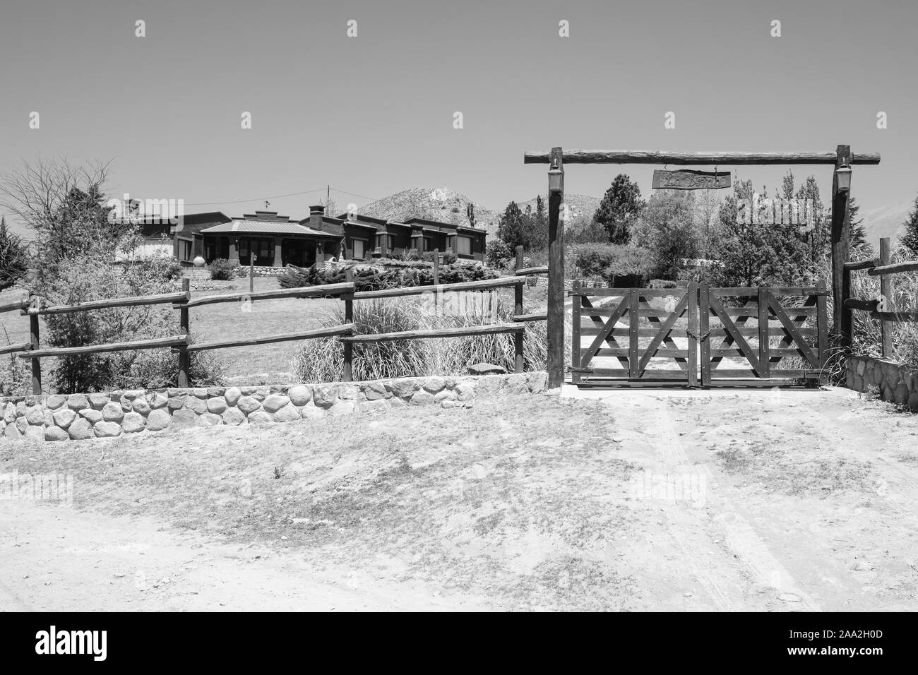 High standard property in Tafí del Valle, Argentina in classic black and white Stock Photo