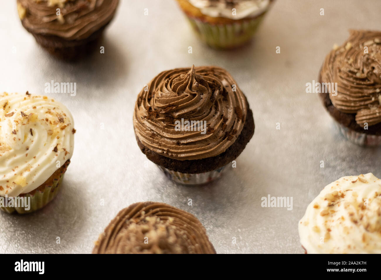 Sweet homemade chocolate and lemon cupcakes Stock Photo