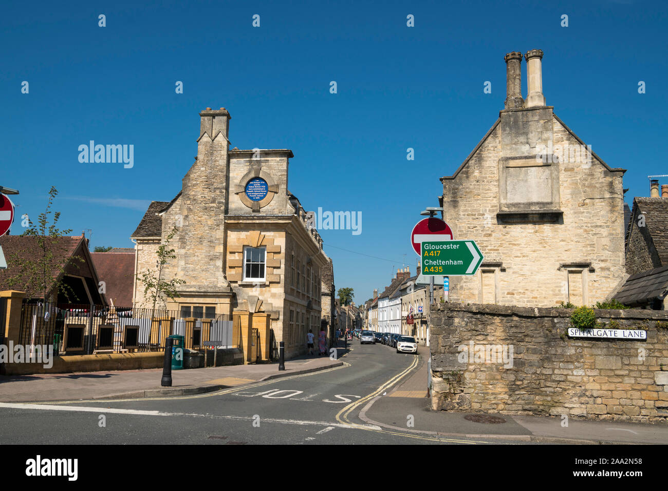 Cirencester  town, ancient buildings,  Cotswolds, Gloucestershire; UK; England Stock Photo