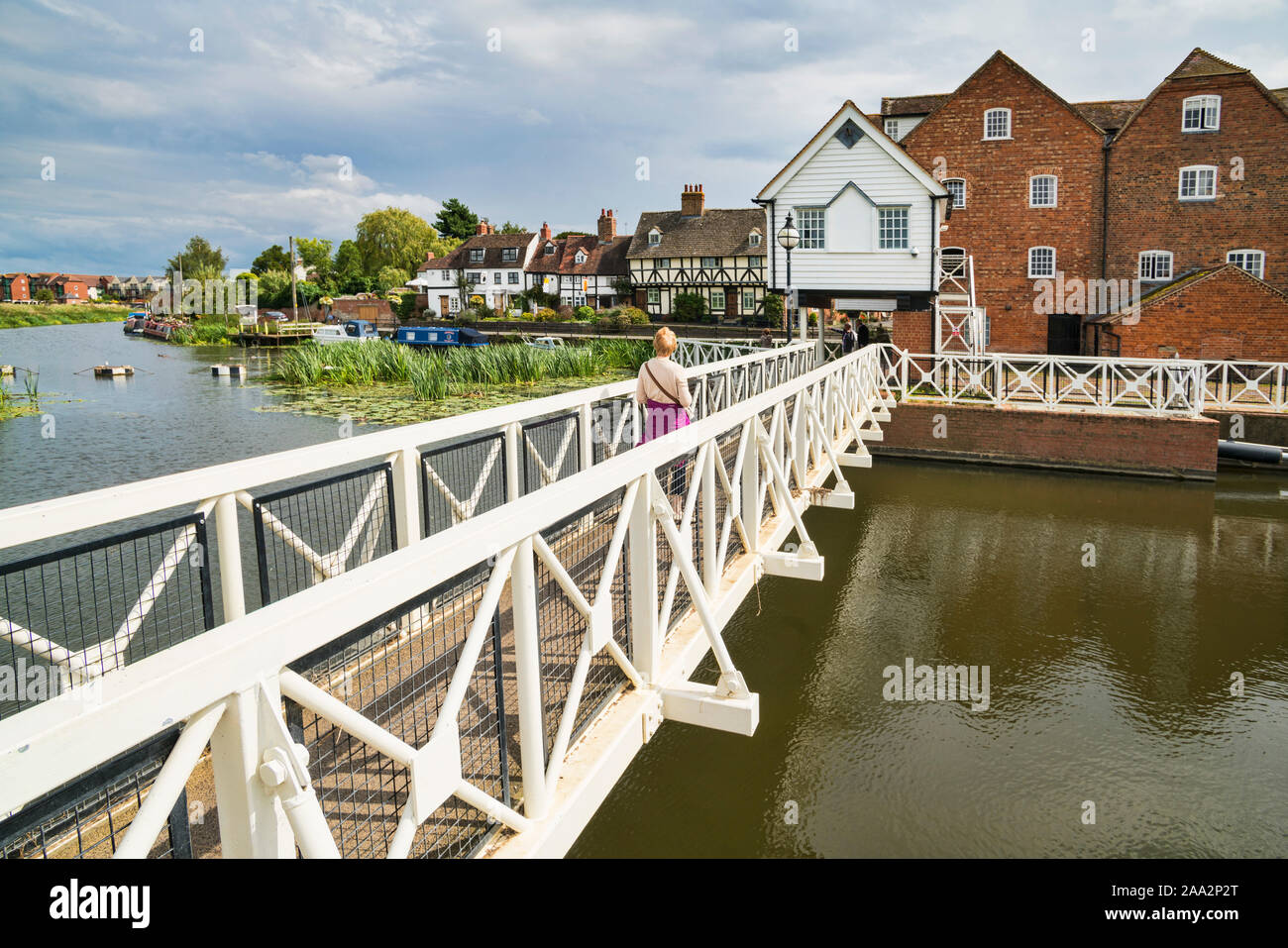 Tewkesbury,   Mill pond, River, Avon,  Gloucestershire; UK; England Stock Photo