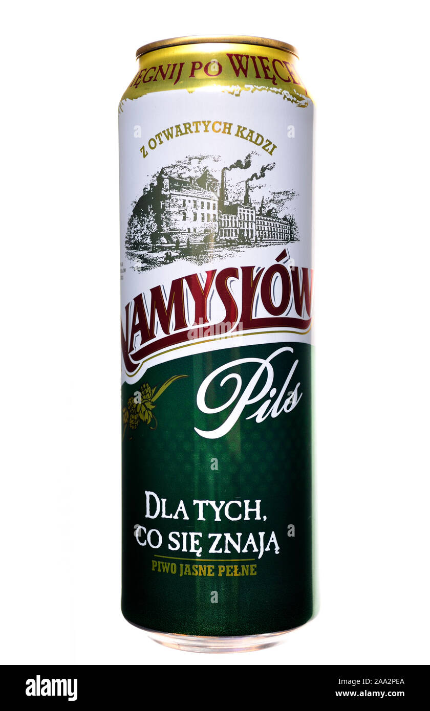 Polish beer can - Namyslow pils Stock Photo