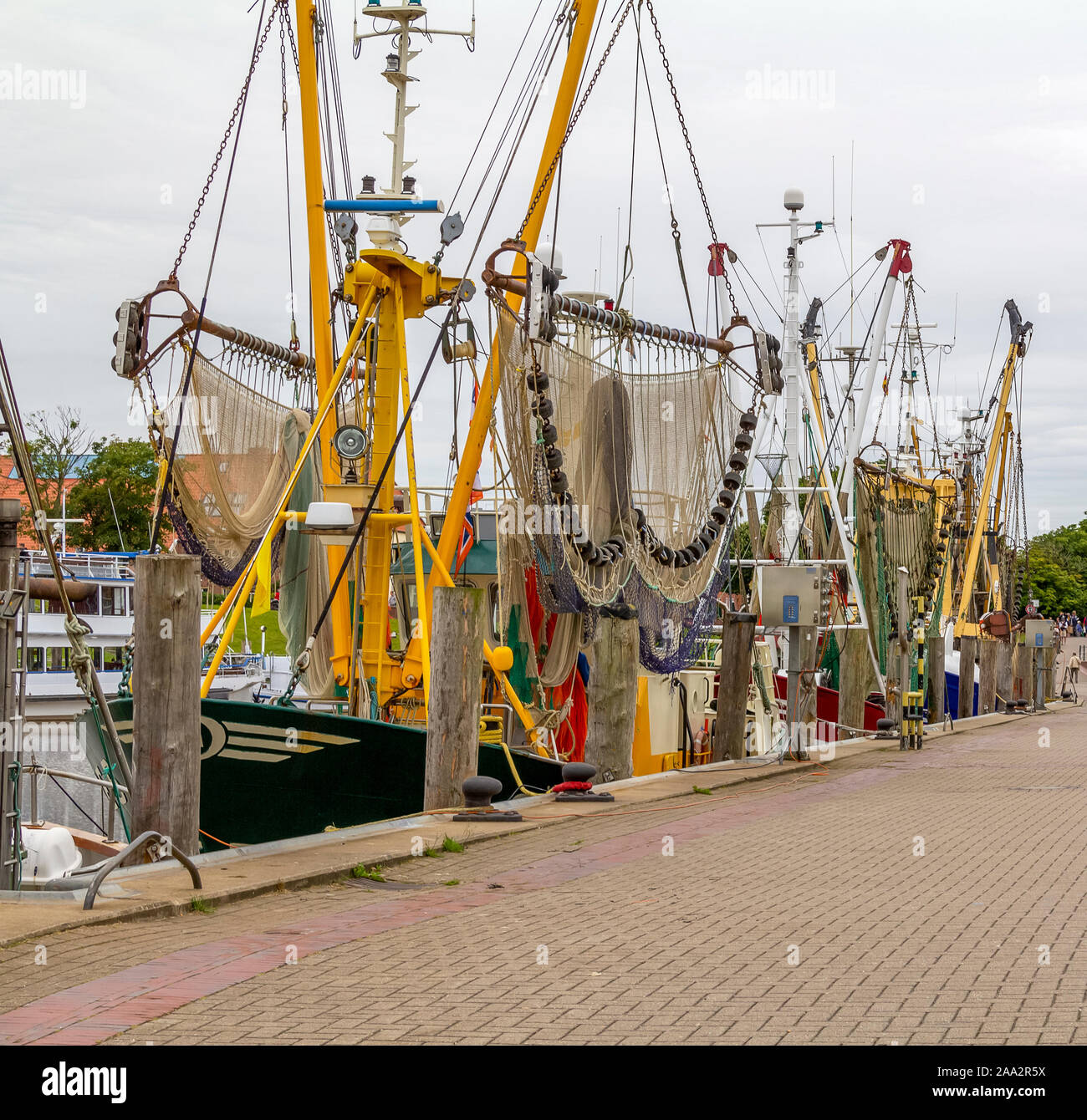 shrimp cutters seen in Greetsiel, a idyllic village located in East Frisia, Northern Germany Stock Photo