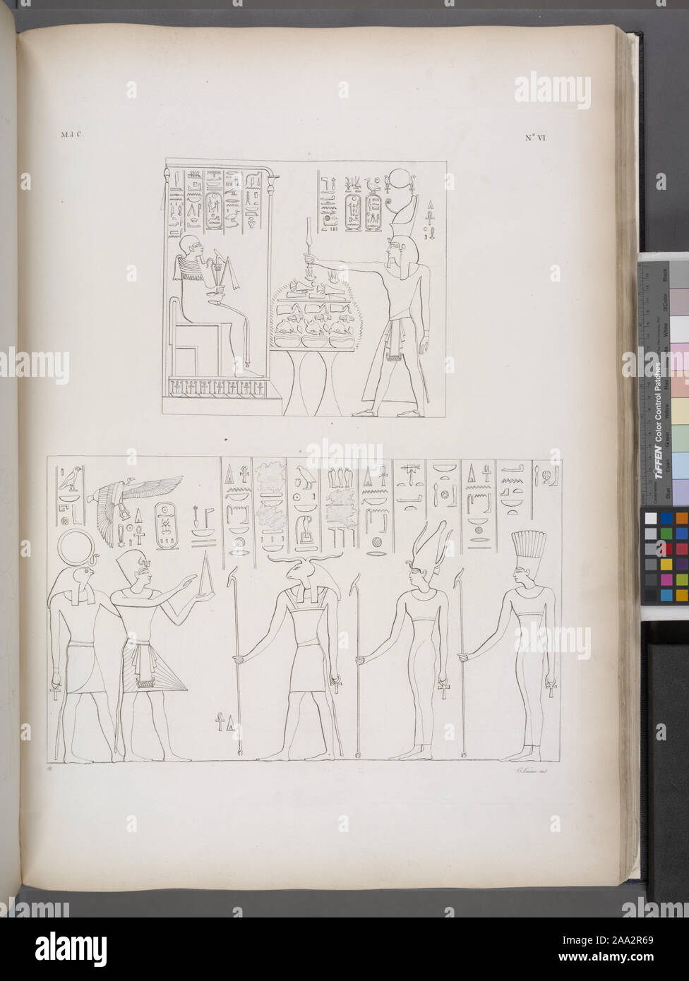 Keywords: Hawk-headed god; Khnum (Egyptian deity); Ram-headed god.; 1. Offerte di Ramses III a Ptah. - Ibrim: 2. Offerte di Amenof II [Amenhotep II] a Chnuphis [Khnum], Sate [Satis] e Anuke [Anoukis]. Stock Photo