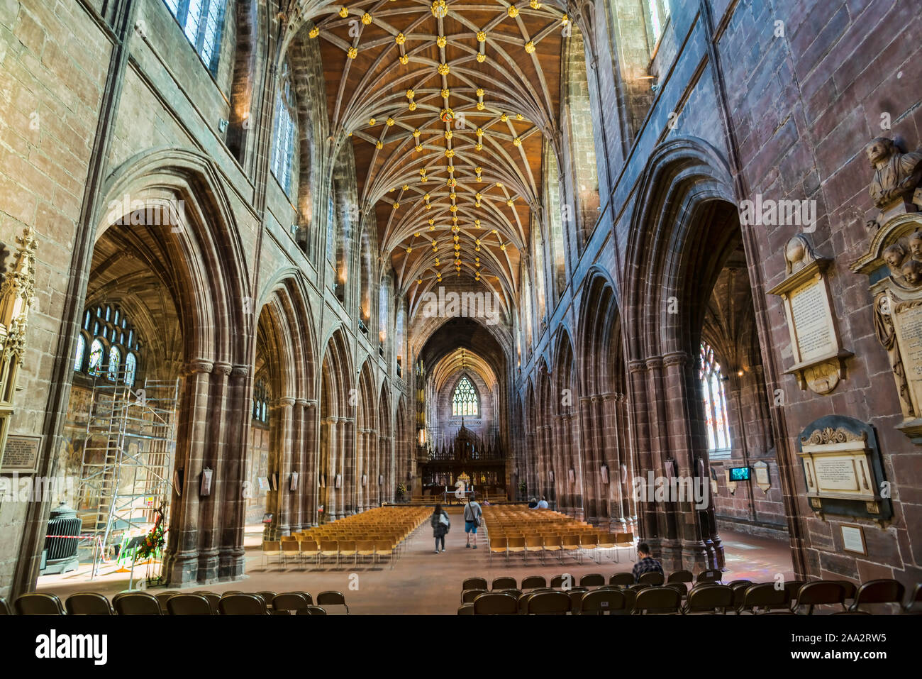 Chester cathedral, internal, vaulted ceiling, cheshire,  England, uk Stock Photo
