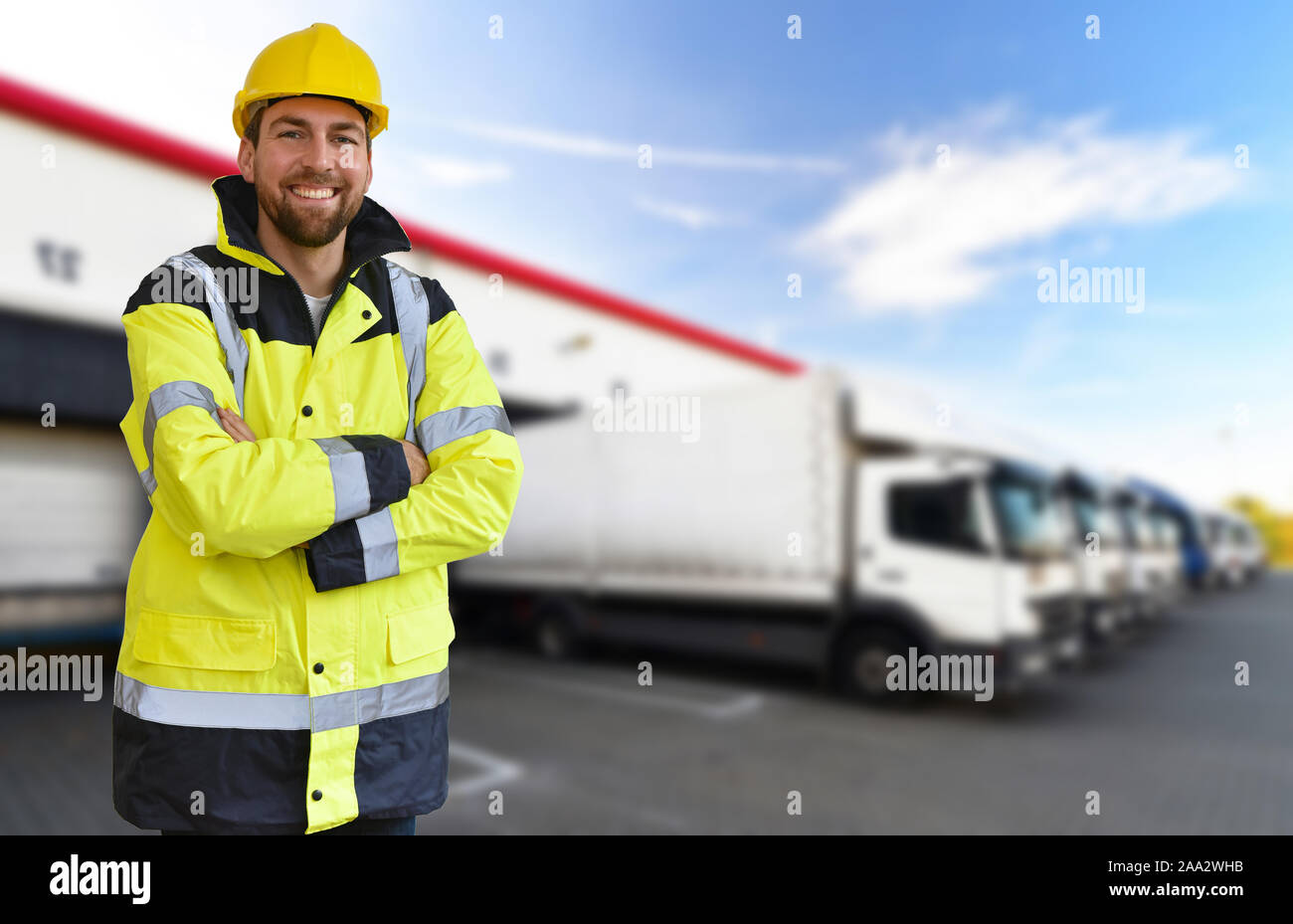 portrait successful manager works in merchandise trade in logistics