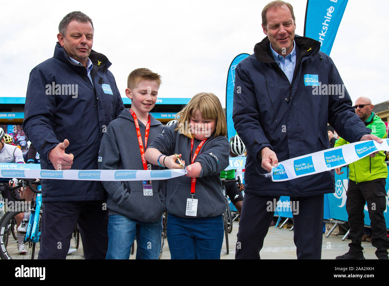 Halifax stage start - Tour de Yorkshire 2019 Stock Photo