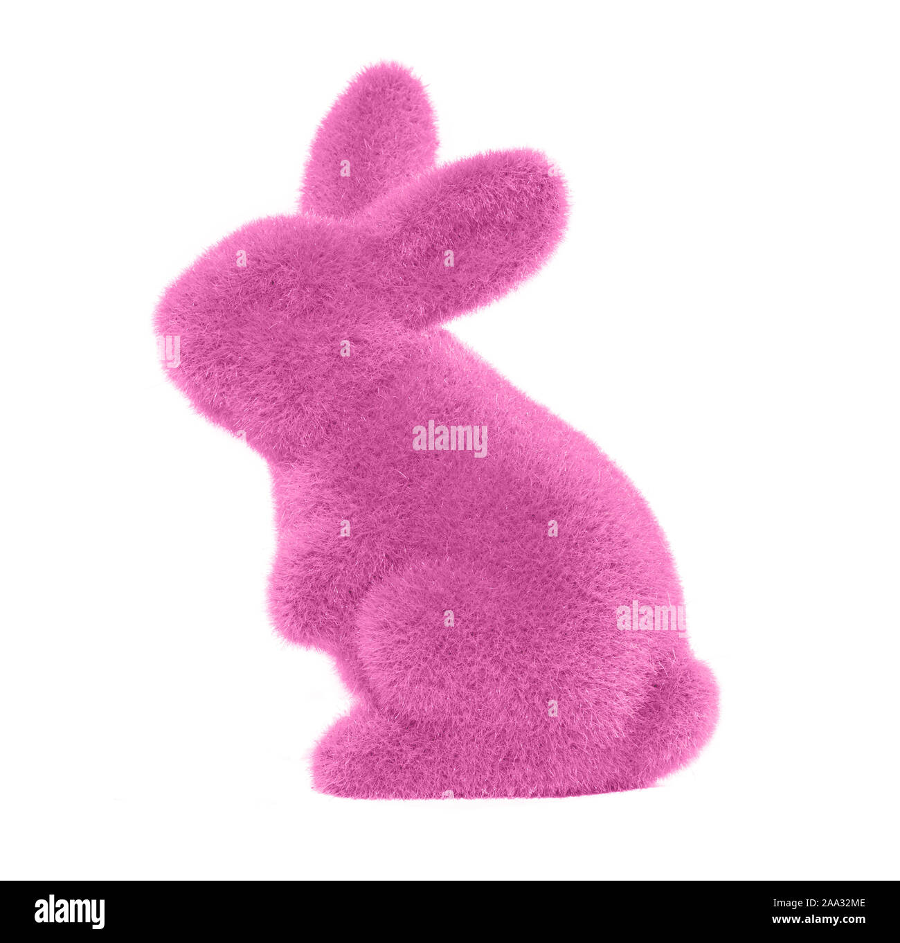 Pink rabbit on white background, Symbol of love Stock Photo