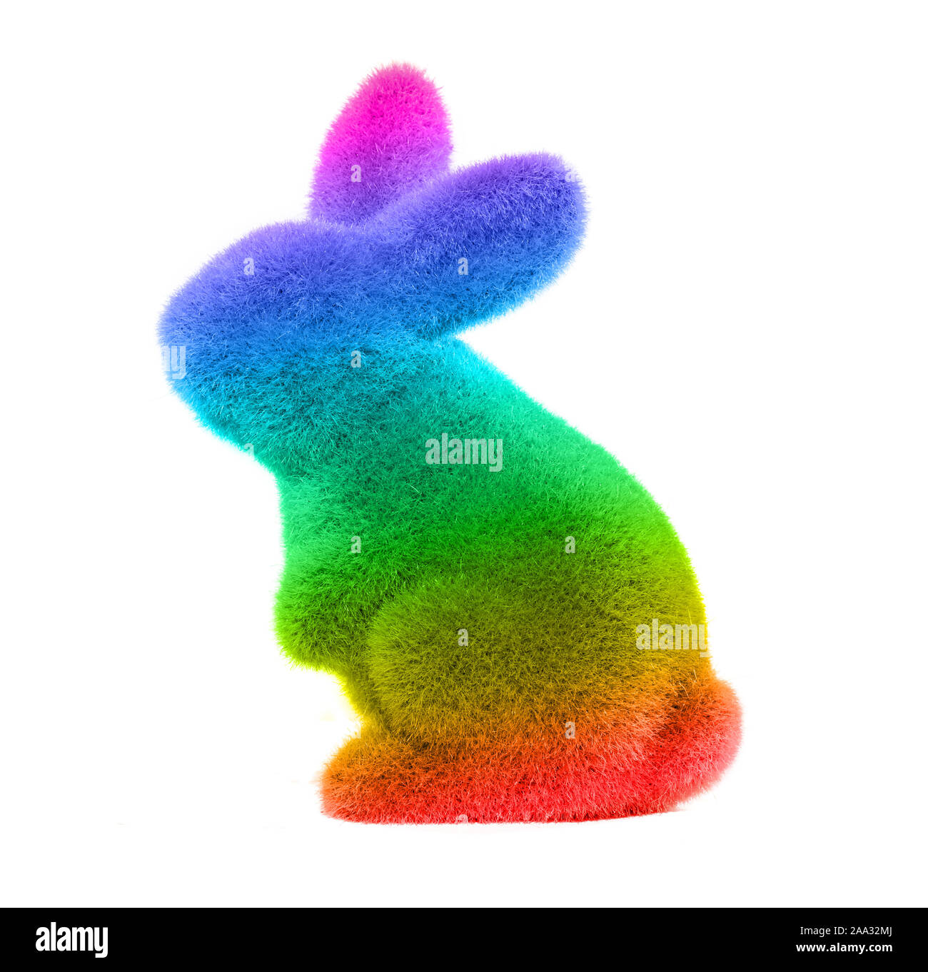 Rainbow rabbit on white background, Symbol of love and freedome Stock Photo