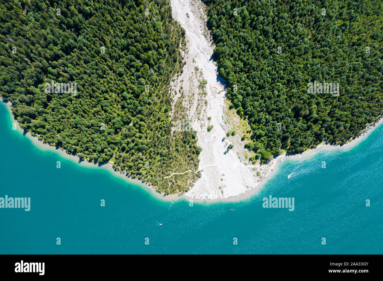 Mudflow into Plansee, Tyrol, Austria Stock Photo