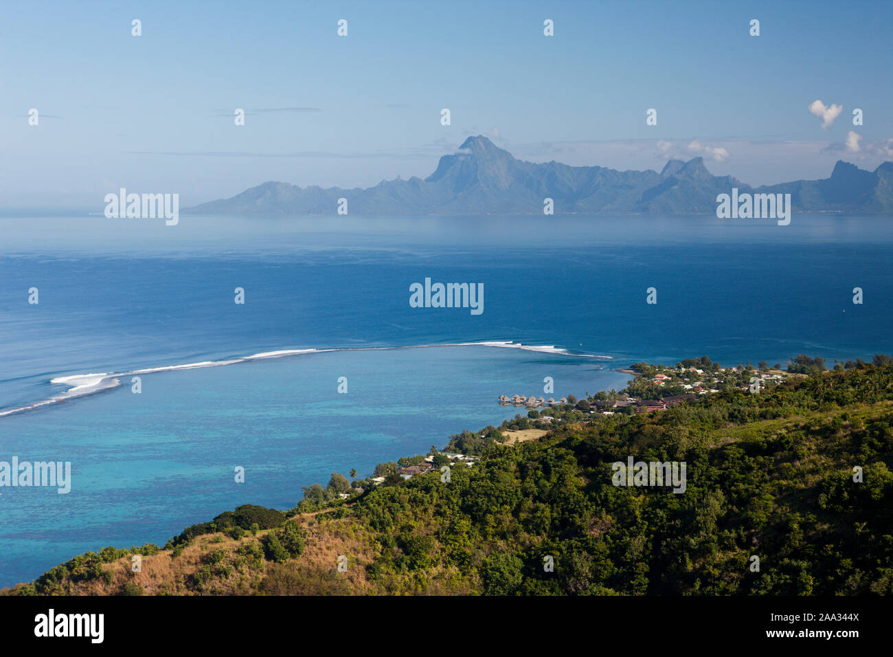 View of Tahiti to Moorea, Tahiti, French Polynesia Stock Photo - Alamy