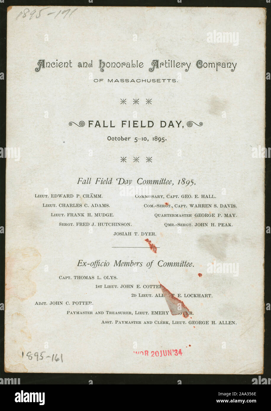 WINES; DRAWING OF CAPT. THOS. J. OLYS; 258TH FALL FIELD DAY [held by