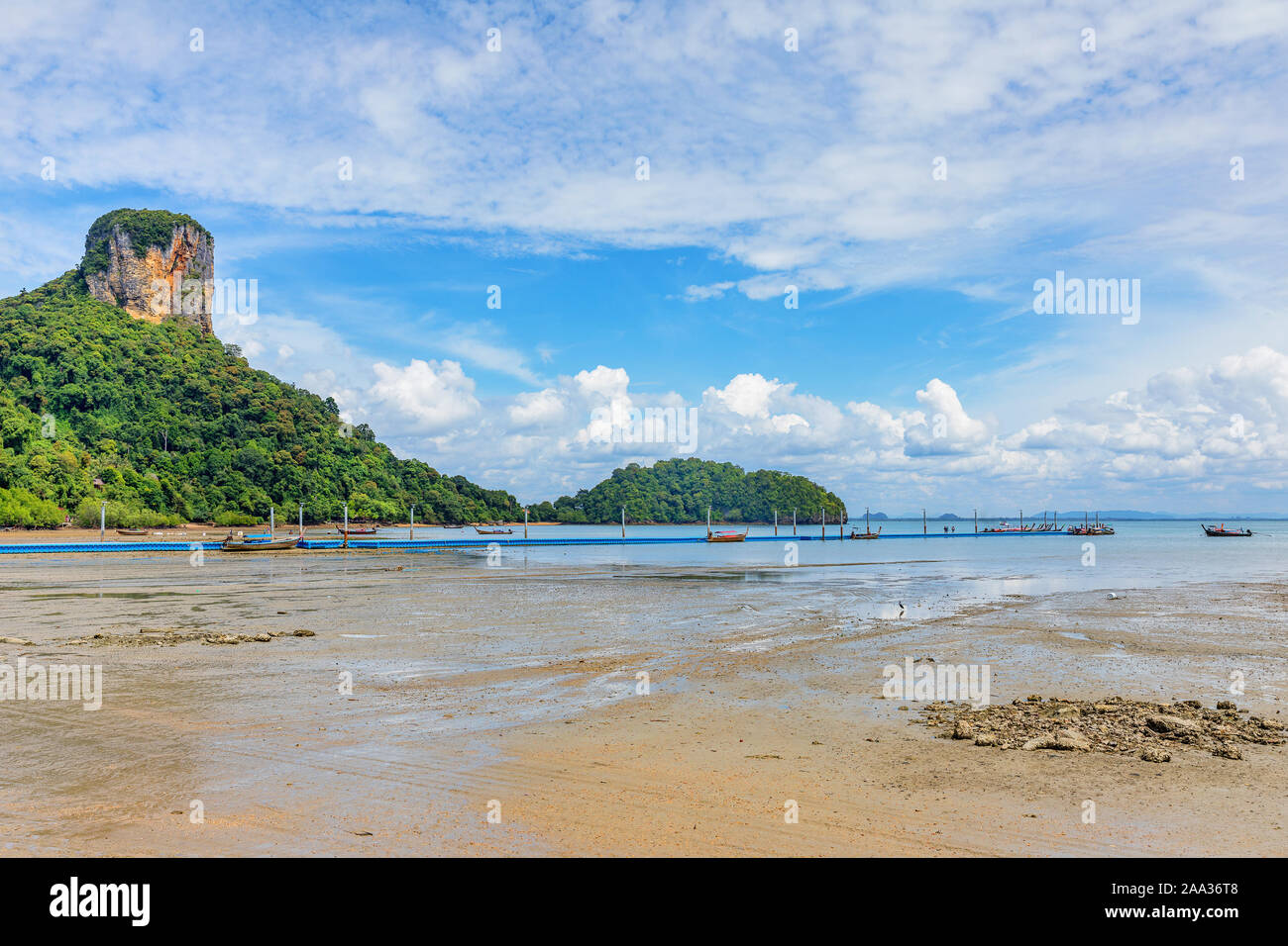 Floating Pier (East Railay). Big low tide on the Railay Beach in a