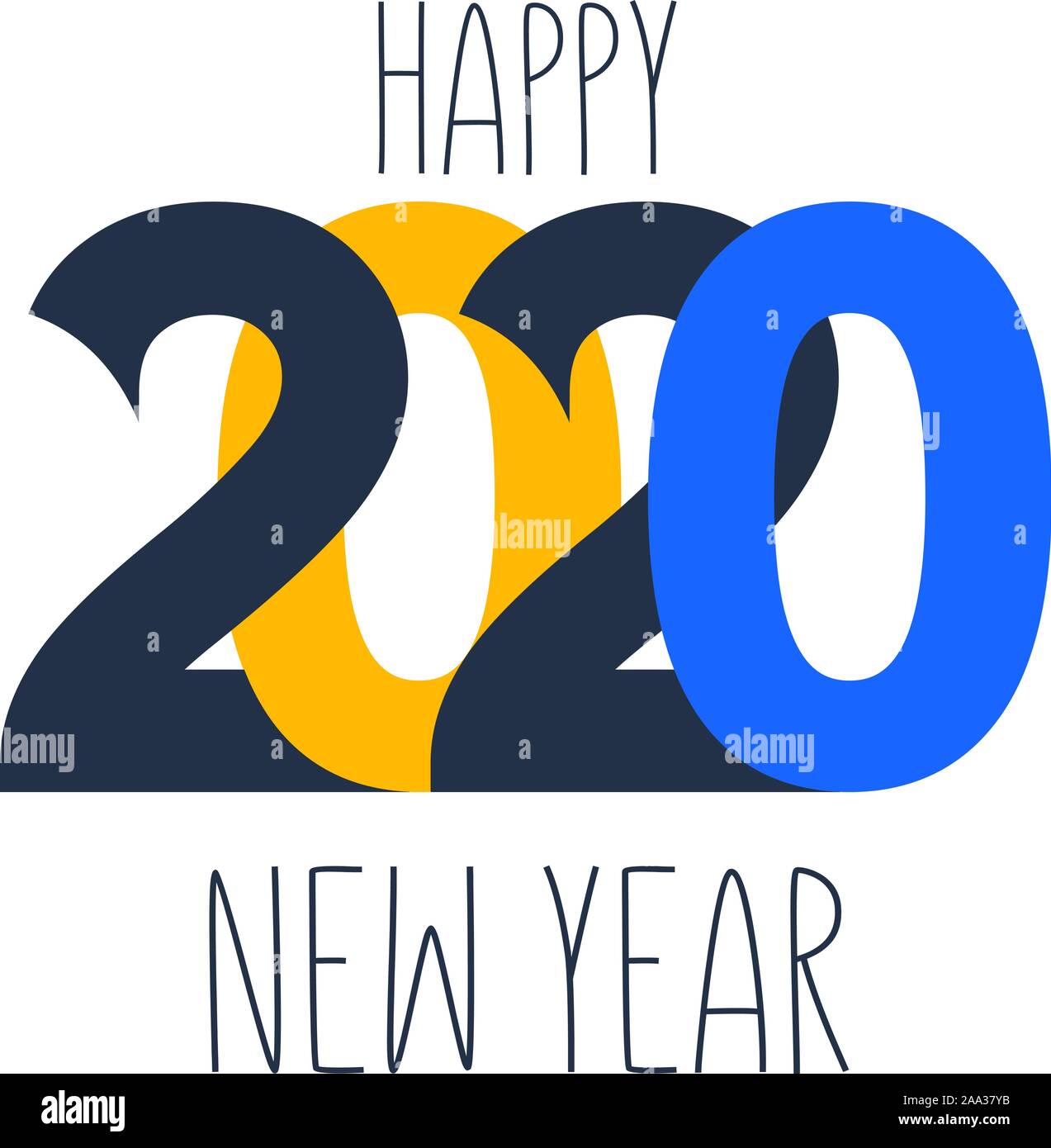 Happy new year 2020 Text Design vector. Isolated on white background ...