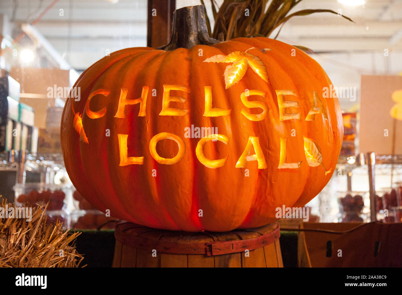 Halloween pumpkins display at the Chelsea Market, New York City, United