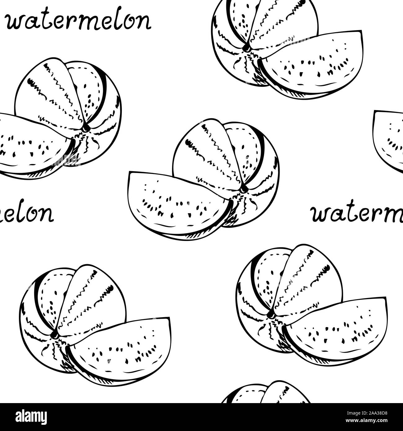 Watermelon seamless pattern, fruit isolated on white background with ...