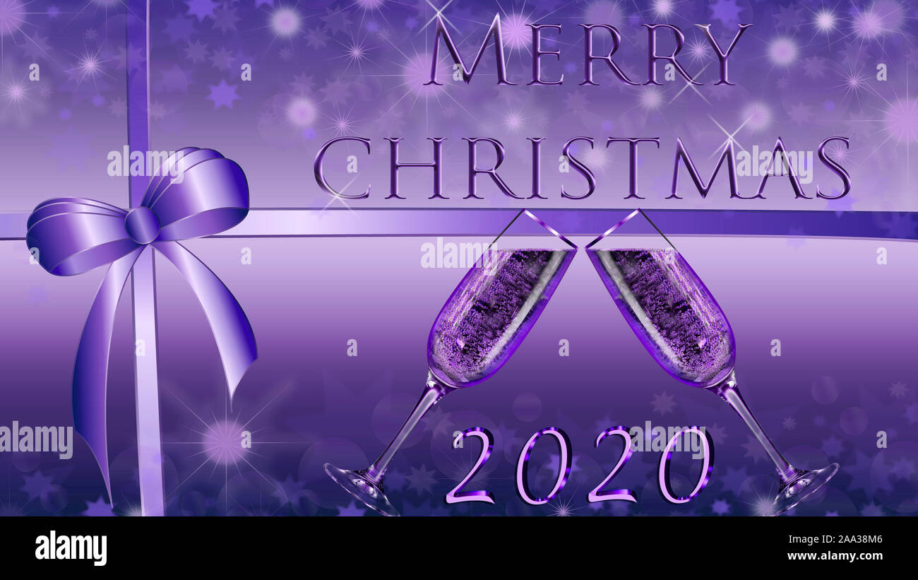 Beautiful merrt christmas blue card background. 2020 congratulation card Stock Photo