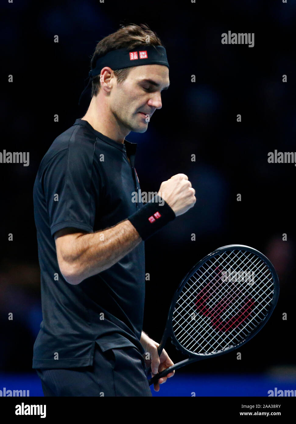 LONDON, UNITED KINGDOM. NOVEMBER 16 Roger Federer (SUI) in action during  Singles Semi-Final match Stefanos Tsitsipas (GRE) against Roger Federer  (SUI Stock Photo - Alamy