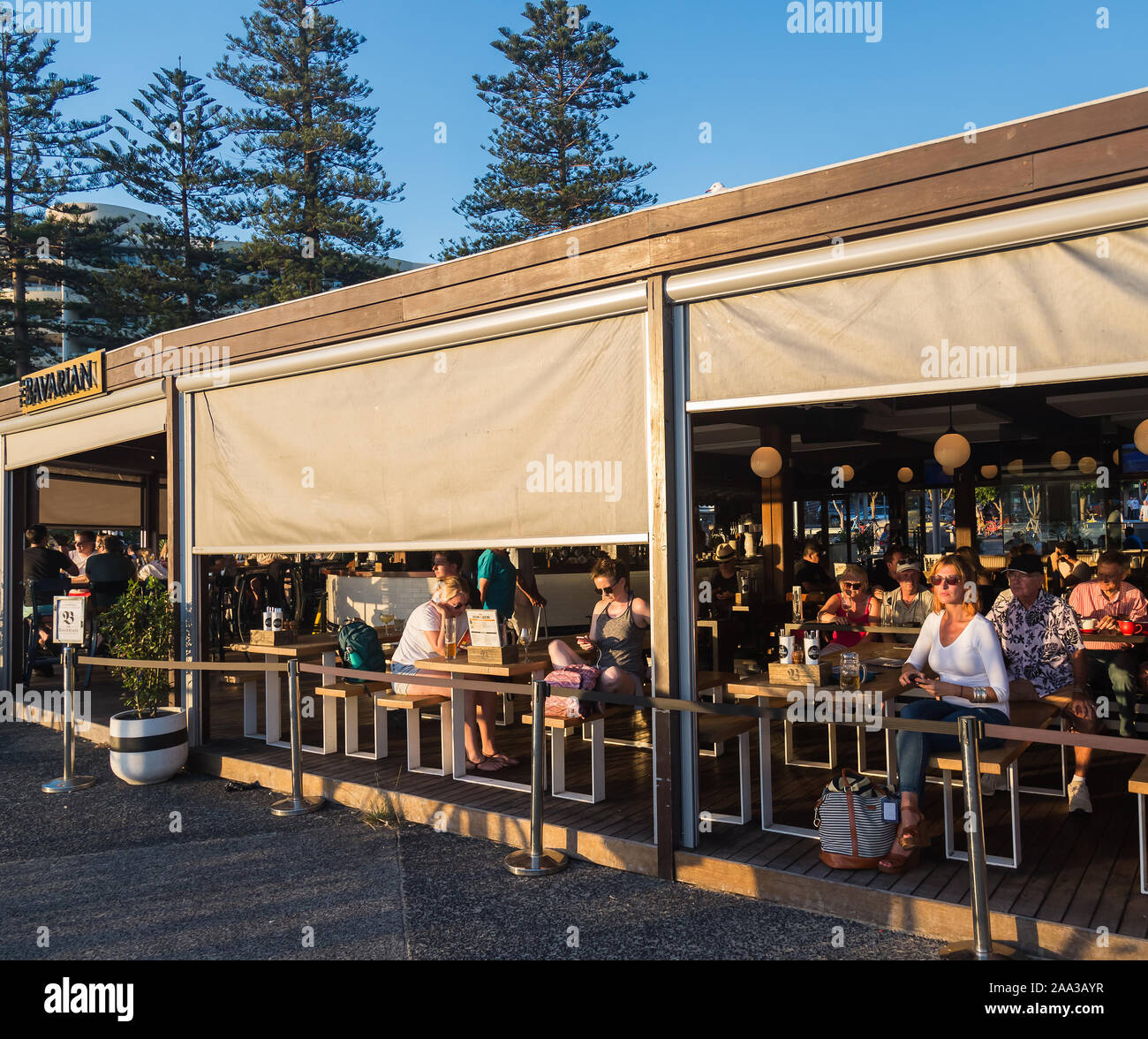 The Bavarian Manly Wharf, a great waterfront location in Manly, Sydney, Australia. Stock Photo