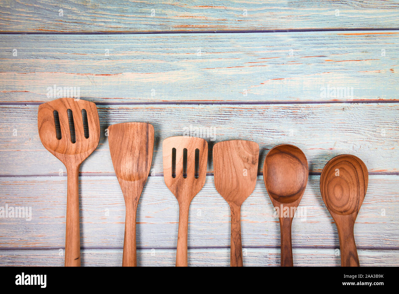 Natural Kitchen Tools Wood Products Kitchen Utensils Background With Spoon Ladle Spatula Various Sizes Object Utensil Wooden Concept Selective Foc Stock Photo Alamy