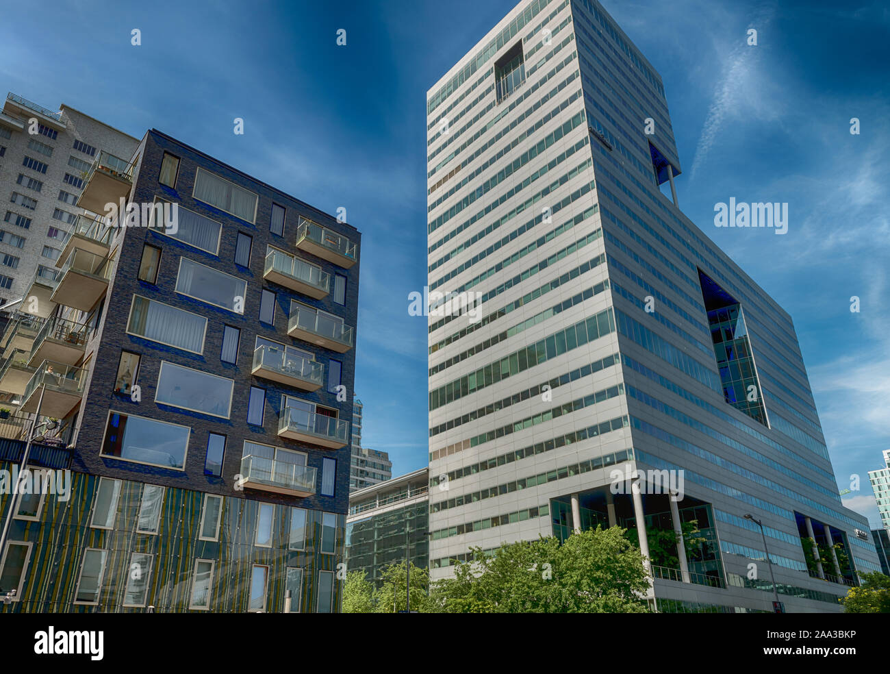 Amsterdam, Gustav Mahlerplein, The Netherlands, 08/23/2019, Zuidas in amsterdam, Modern office buildings in Amsterdam, business district Stock Photo