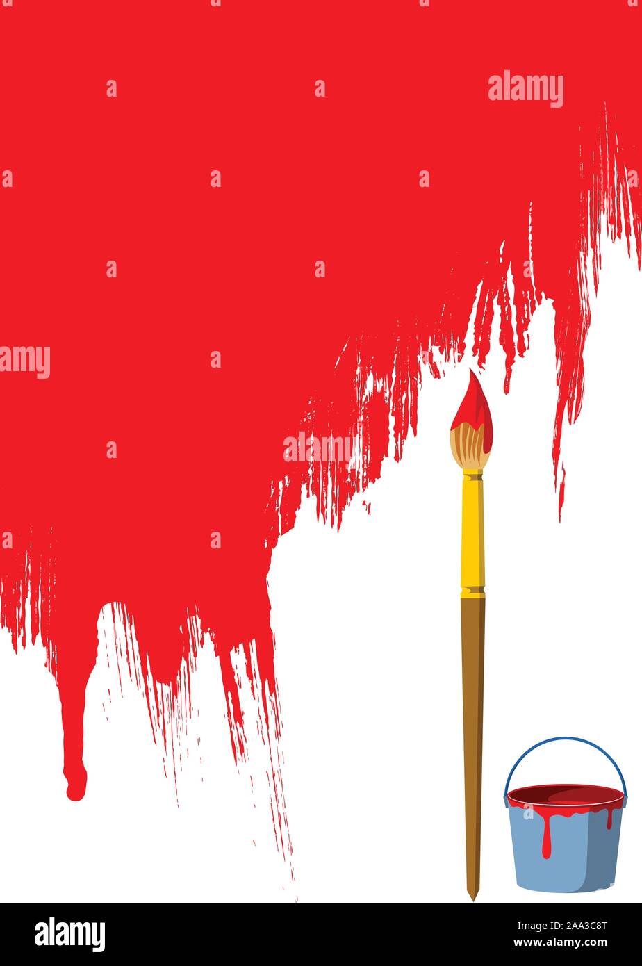 Brush, bucket and painted wall Stock Vector Image & Art - Alamy