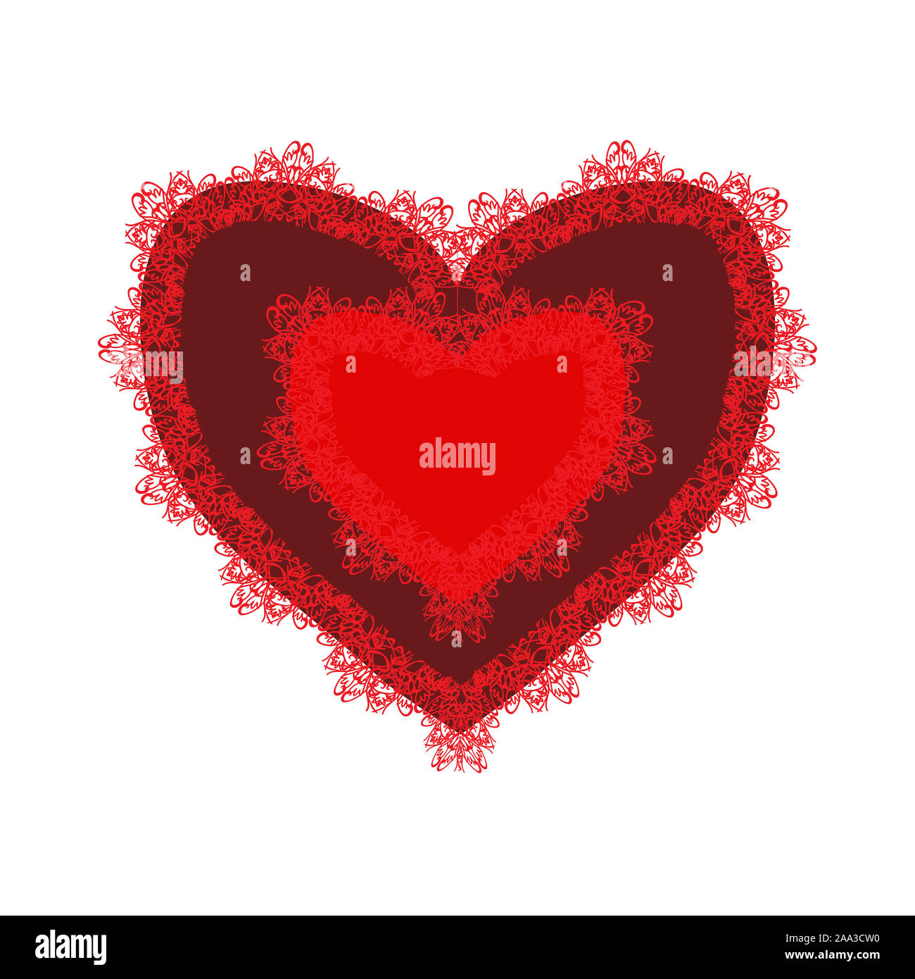 Red lacy heart for Valentines day. illustration on isolated background  Stock Photo - Alamy