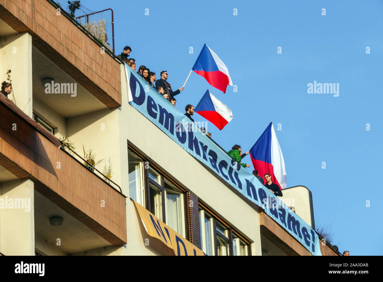 People Czech flags Letna Prague Czech Republic Stock Photo