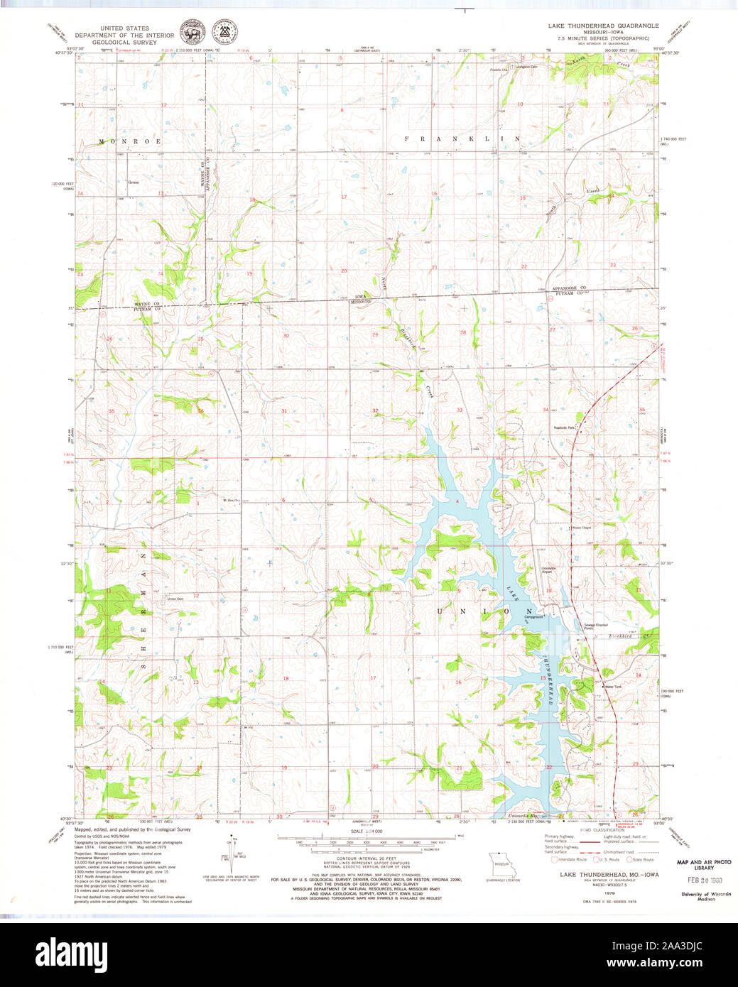 USGS TOPO Map Missouri MO Lake Thunderhead 514181 1979 24000