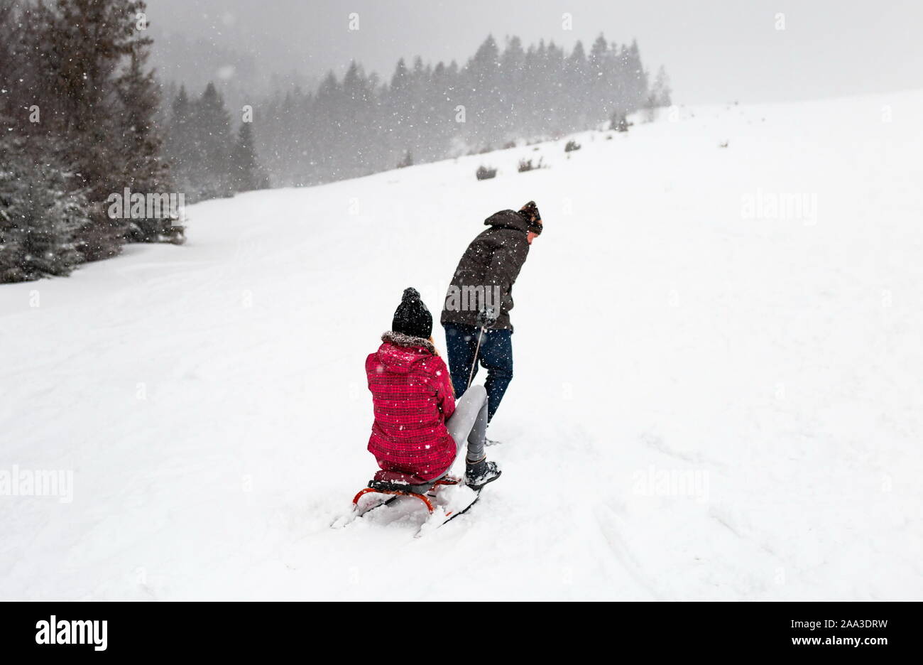 Beautiful girl sledding smile on hi-res stock photography and images ...