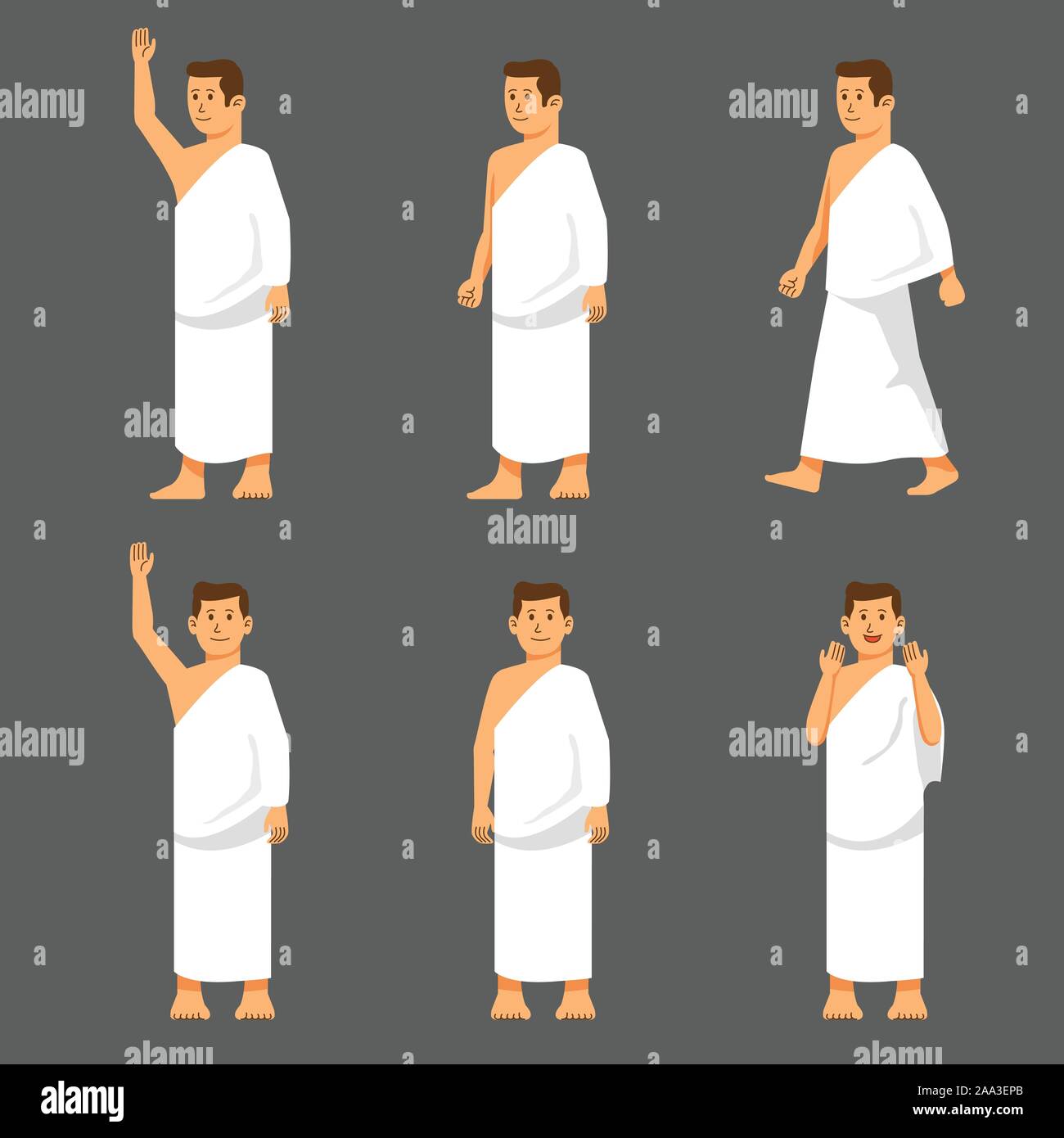 Set male character of hajj pilgrimage. Suitable for infographic. Stock Vector
