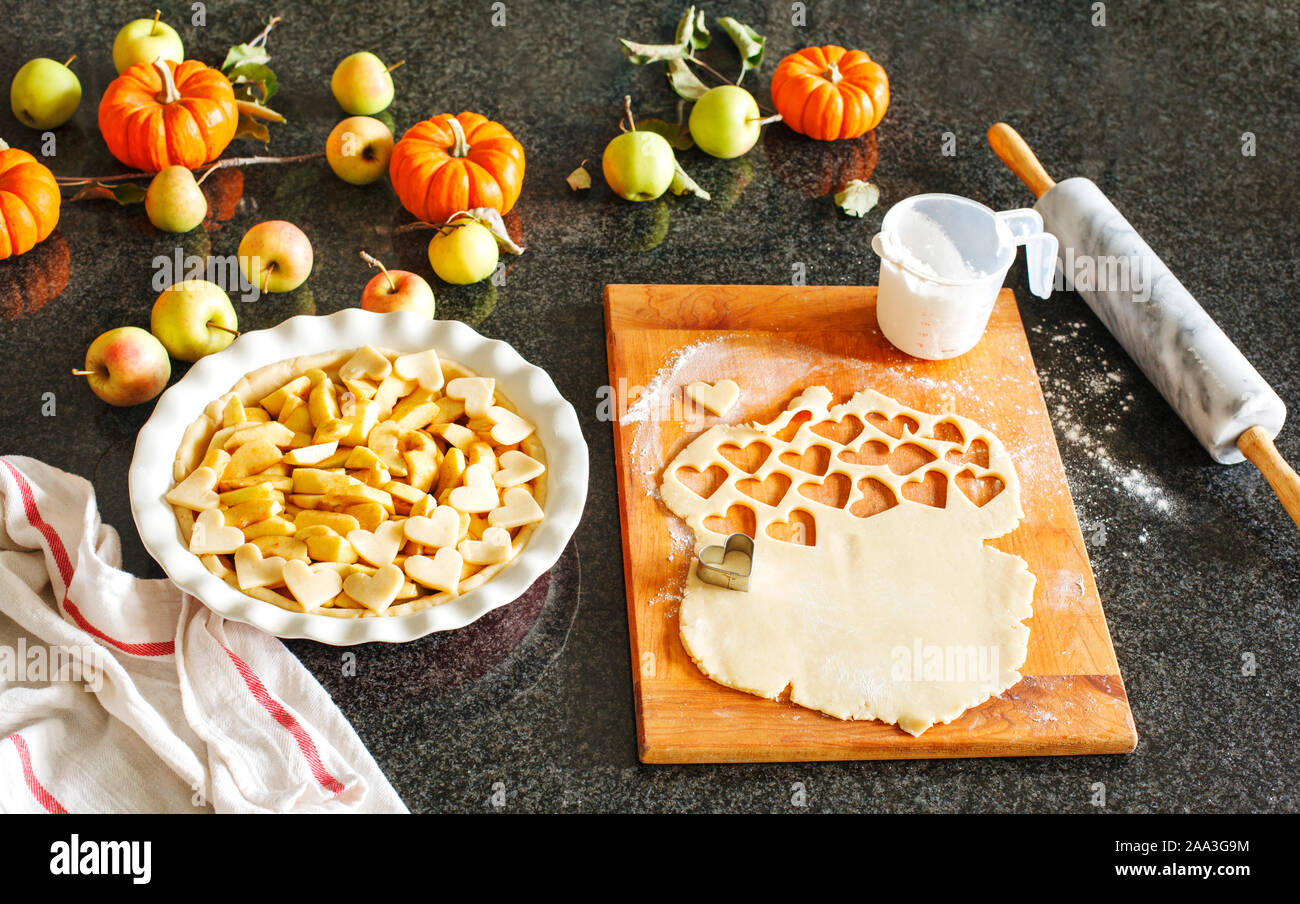 Preparing traditional apple pie Stock Photo